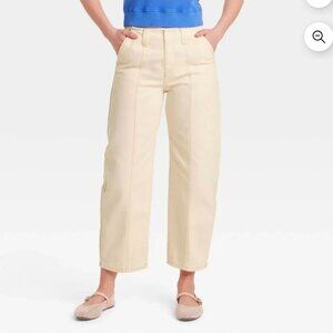 Women's Mid-Rise Barrel Leg Ankle Jeans - Universal Thread CREAM WHITE